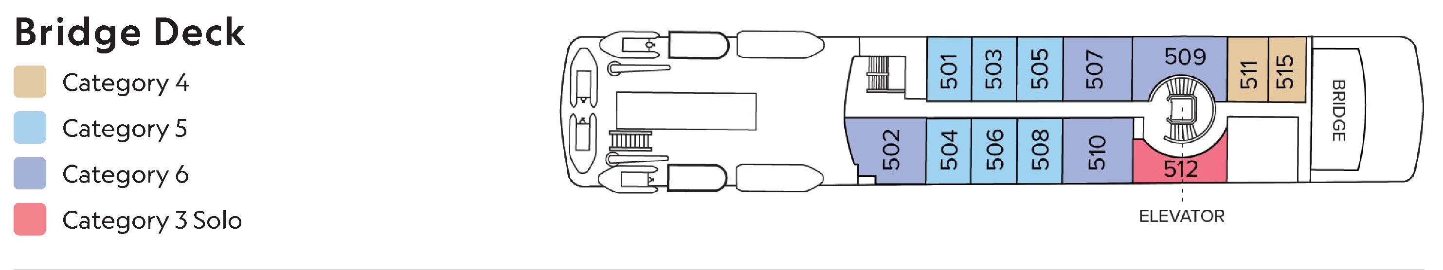 National Geographic Orion, Deck 4: official cabin and venue layout