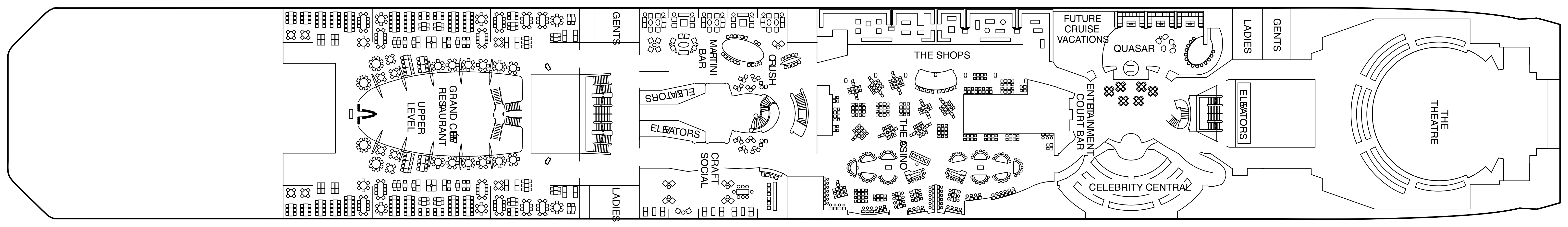 Celebrity Silhouette, Deck 4: official cabin and venue layout