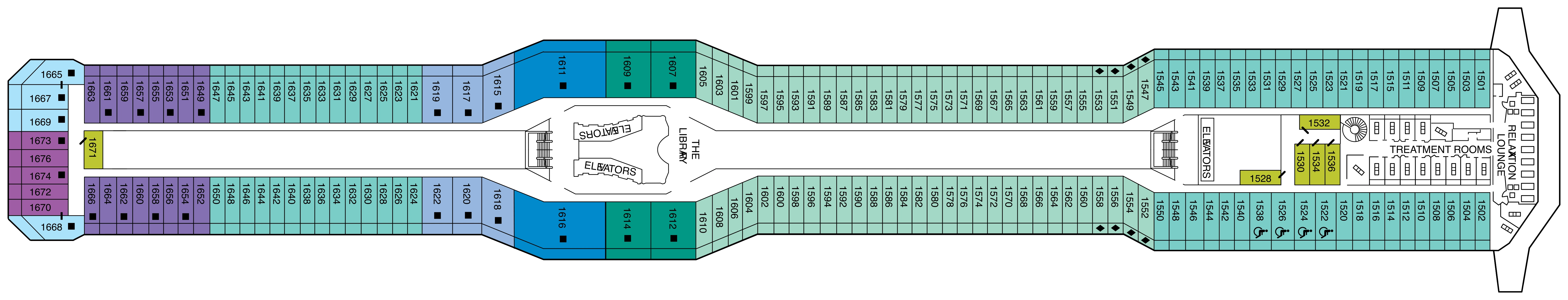 Celebrity Silhouette, Deck 11: official cabin and venue layout