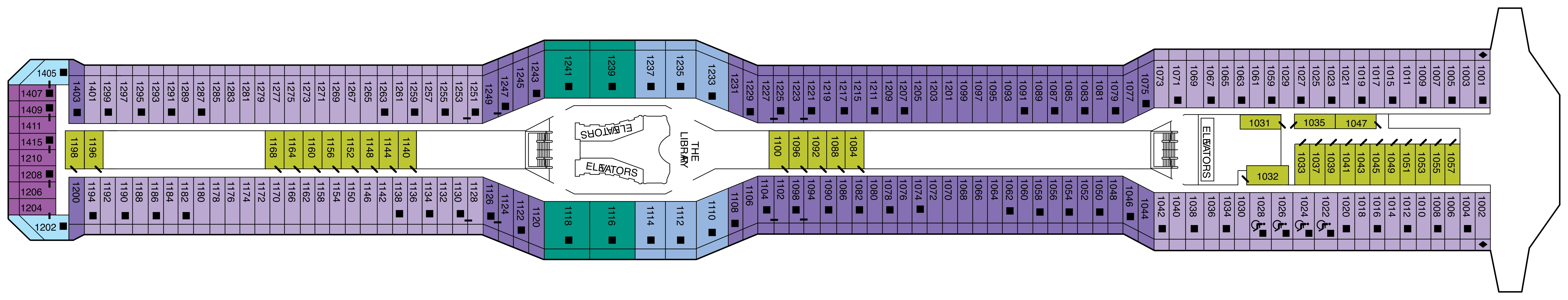 Celebrity Silhouette, Deck 10: official cabin and venue layout