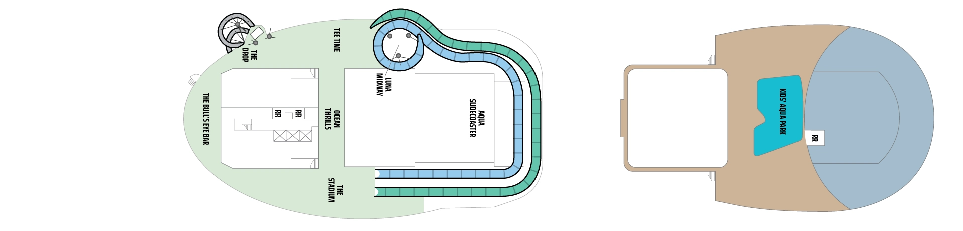 Norwegian Luna, Deck 18: official cabin and venue layout