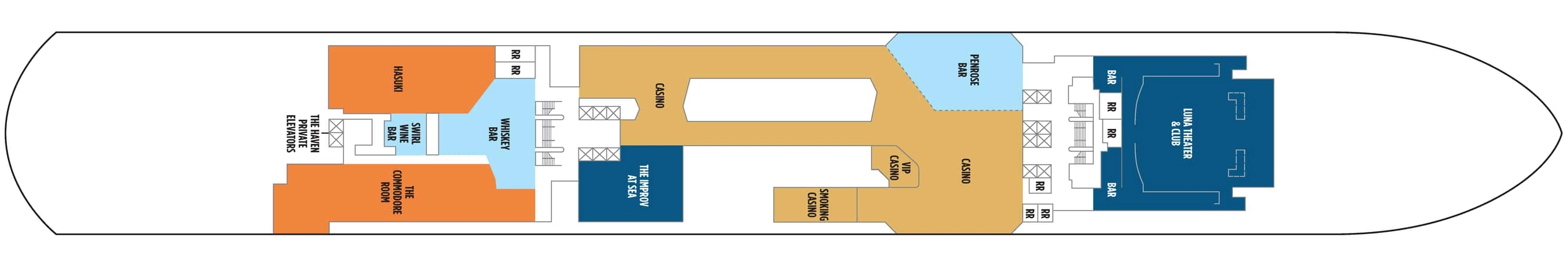 Norwegian Luna, Deck 6: official cabin and venue layout