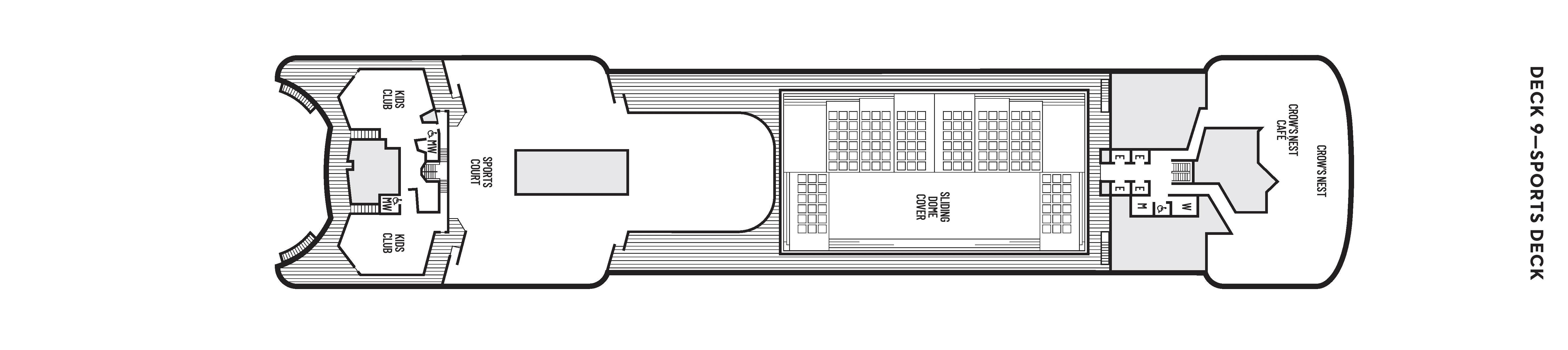 Volendam, Deck 9: official cabin and venue layout