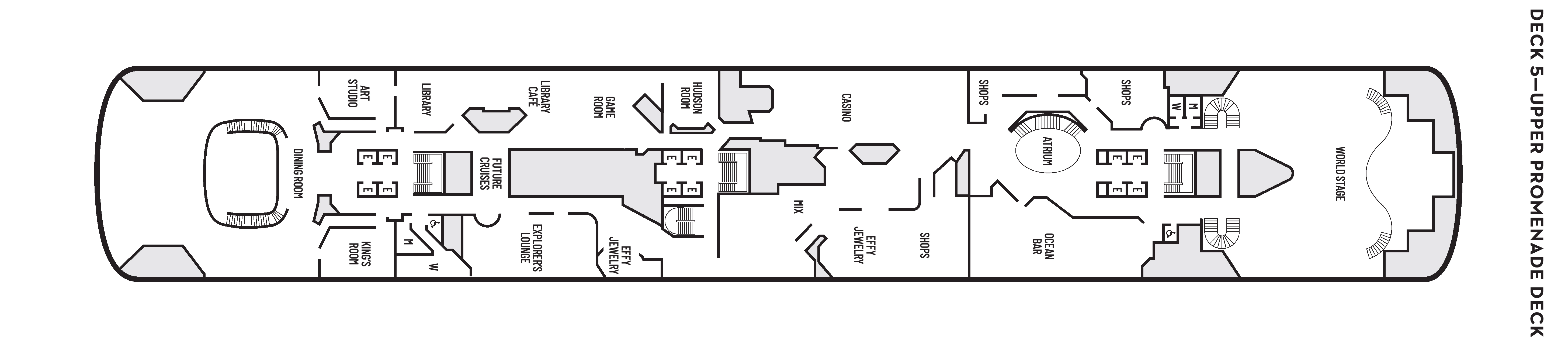 Volendam, Deck 5: official cabin and venue layout