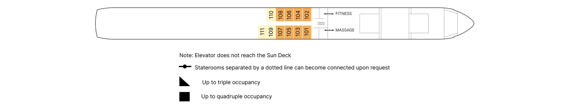 AmaLea, Deck 1: official cabin and venue layout