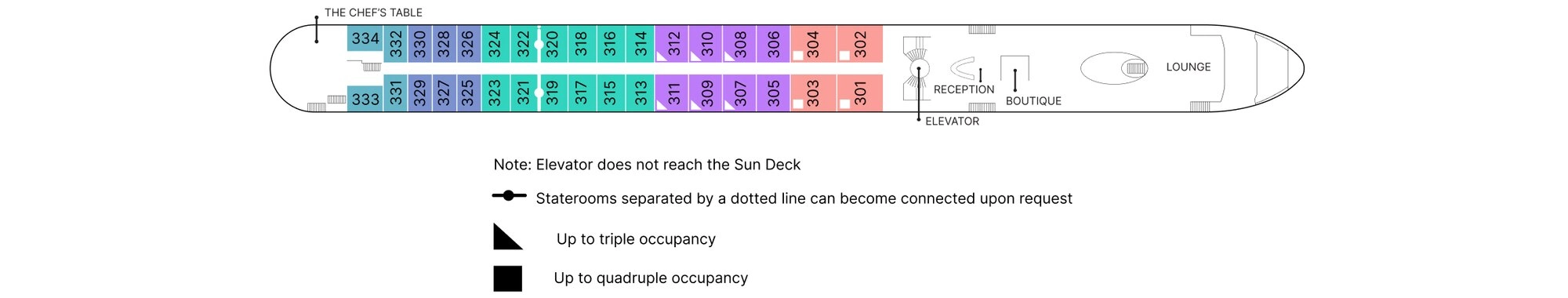 AmaLea, Deck 3: official cabin and venue layout