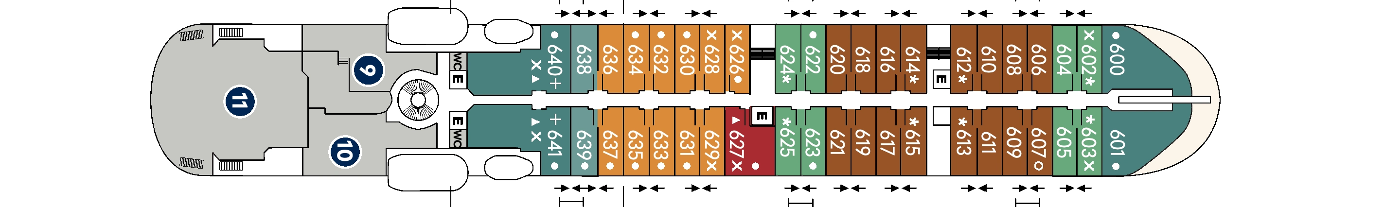 Star Pride, Deck 6: official cabin and venue layout