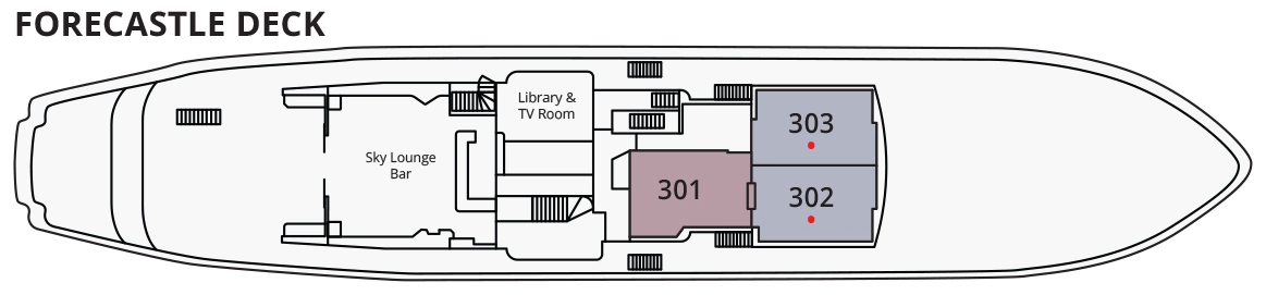 Aqua Blu, Deck 3: official cabin and venue layout