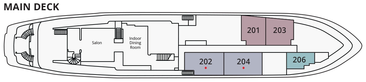 Aqua Blu, Deck 2: official cabin and venue layout