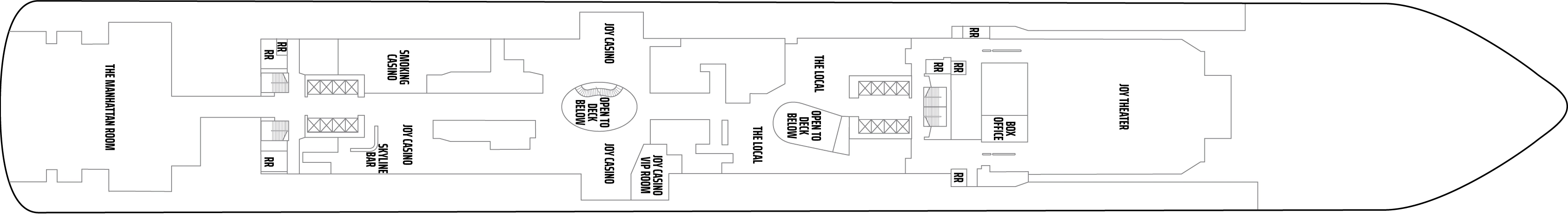 Norwegian Joy, Deck 7: official cabin and venue layout