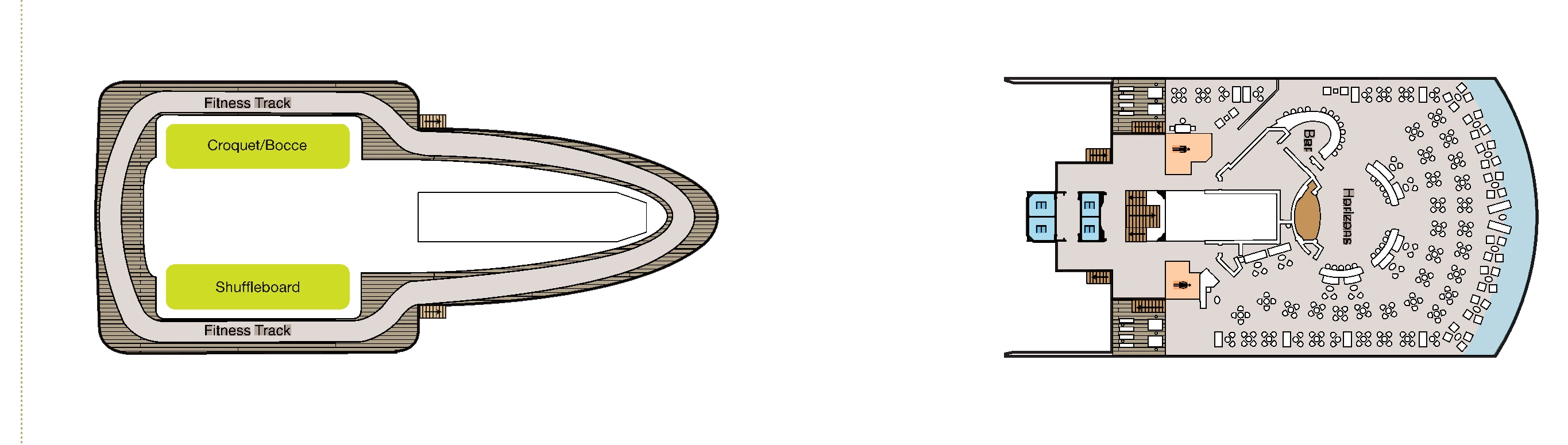 Oceania Riviera, Deck 15: official cabin and venue layout