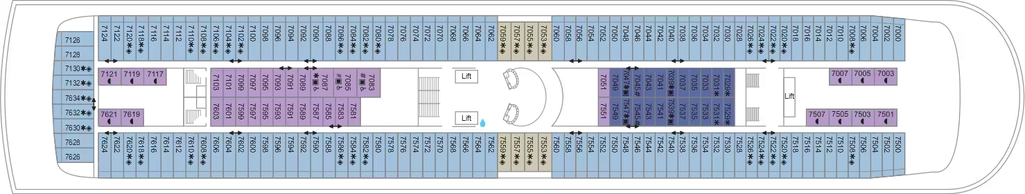Marella Discovery 2, Deck 7: official cabin and venue layout