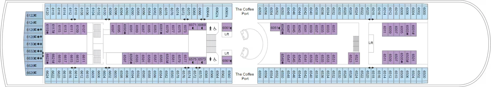 Marella Discovery 2, Deck 6: official cabin and venue layout