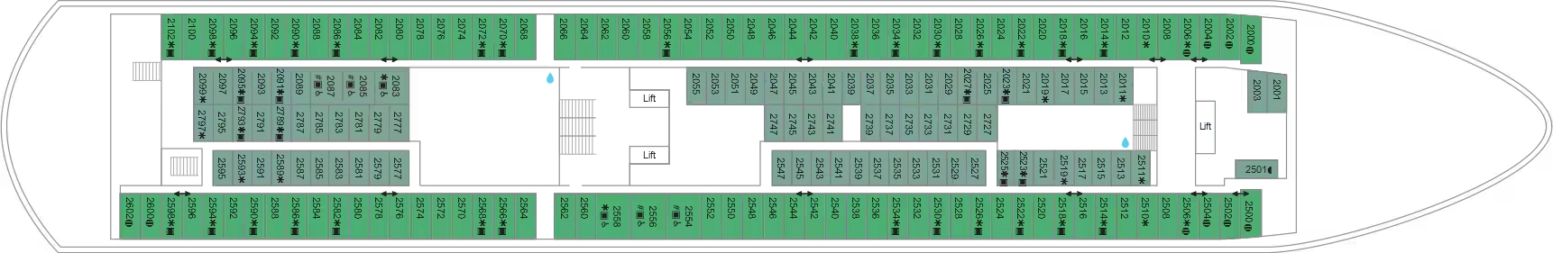 Marella Discovery 2, Deck 2: official cabin and venue layout