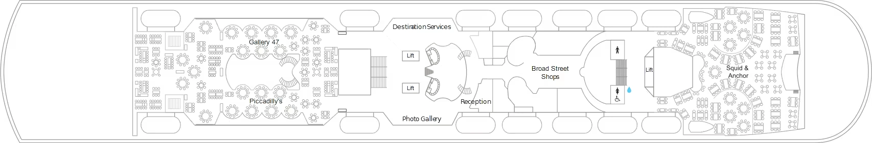 Marella Discovery 2, Deck 5: official cabin and venue layout