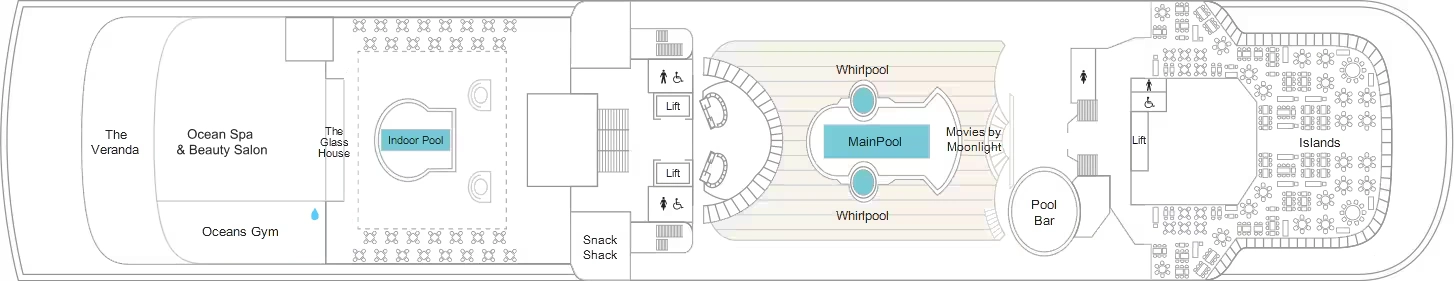 Marella Discovery 2, Deck 9: official cabin and venue layout