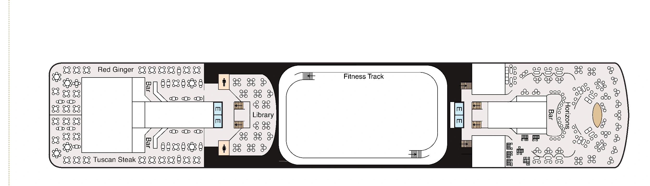 Oceania Sirena, Deck 10: official cabin and venue layout