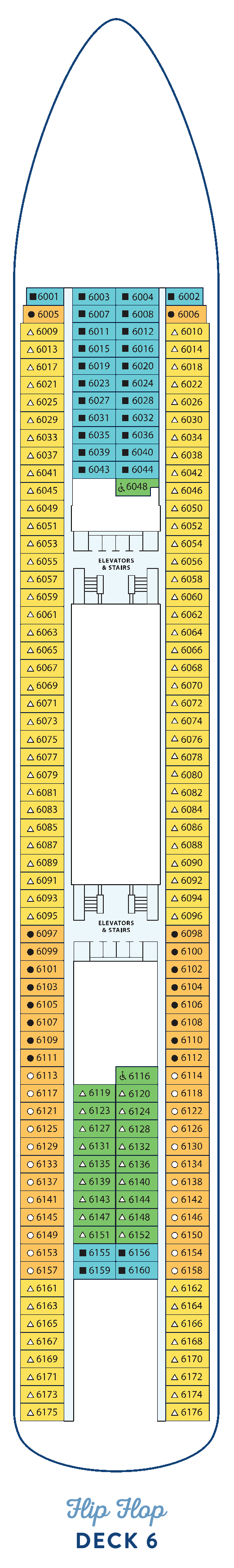 Margaritaville at Sea Paradise, Deck 6: official cabin and venue layout