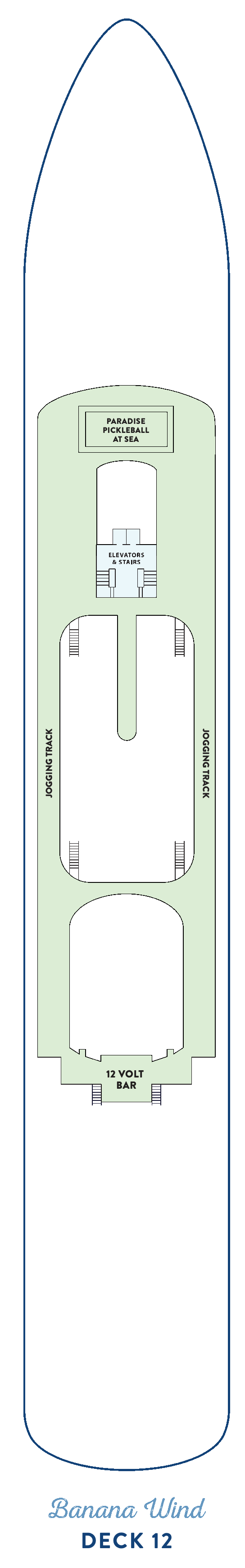 Margaritaville at Sea Paradise, Deck 12: official cabin and venue layout
