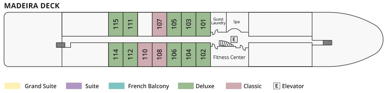 S.S. São Gabriel, Deck 1: official cabin and venue layout