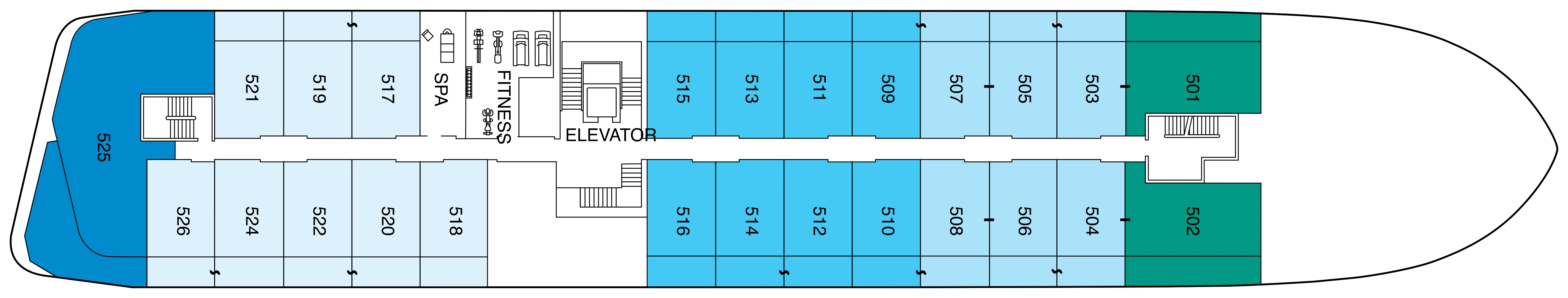 Celebrity Flora, Deck 5: official cabin and venue layout