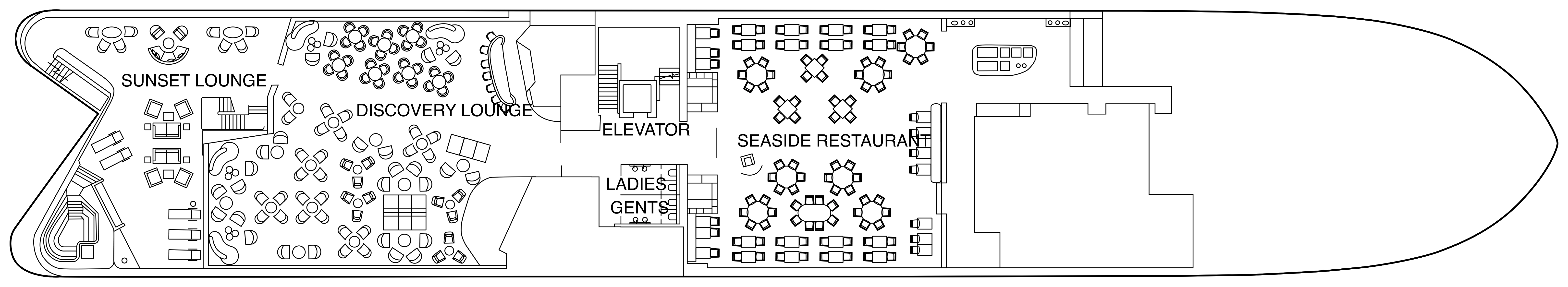 Celebrity Flora, Deck 4: official cabin and venue layout