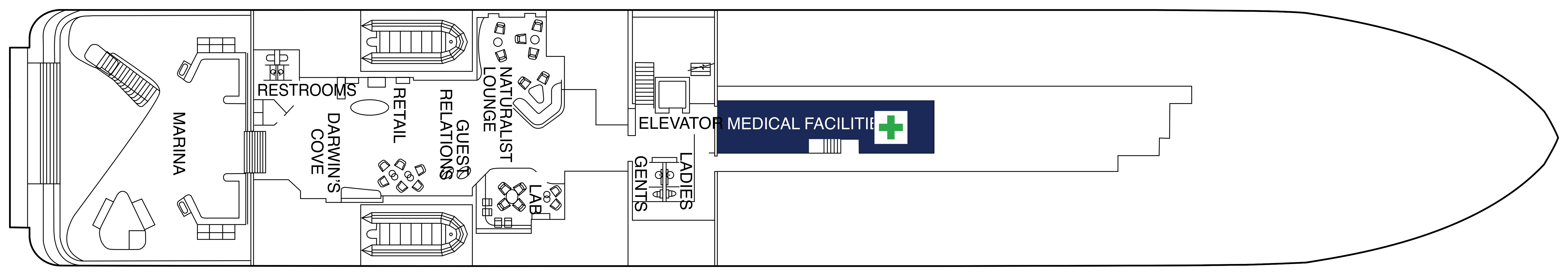 Celebrity Flora, Deck 3: official cabin and venue layout