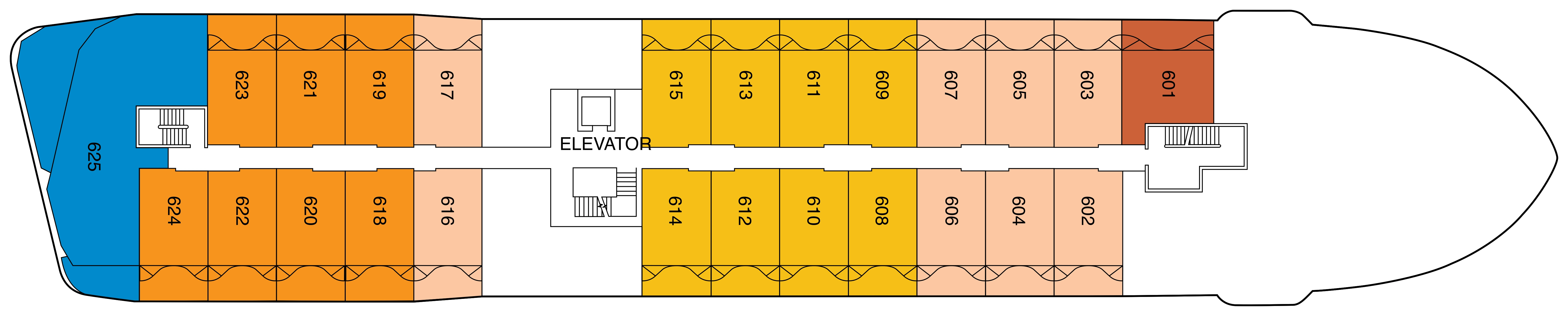 Celebrity Flora, Deck 6: official cabin and venue layout