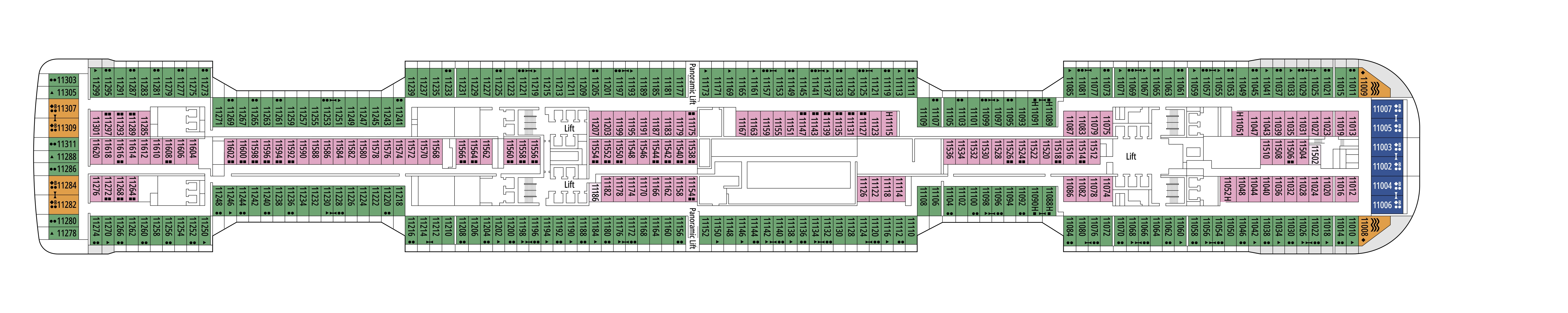 MSC Euribia, Deck 11: official cabin and venue layout