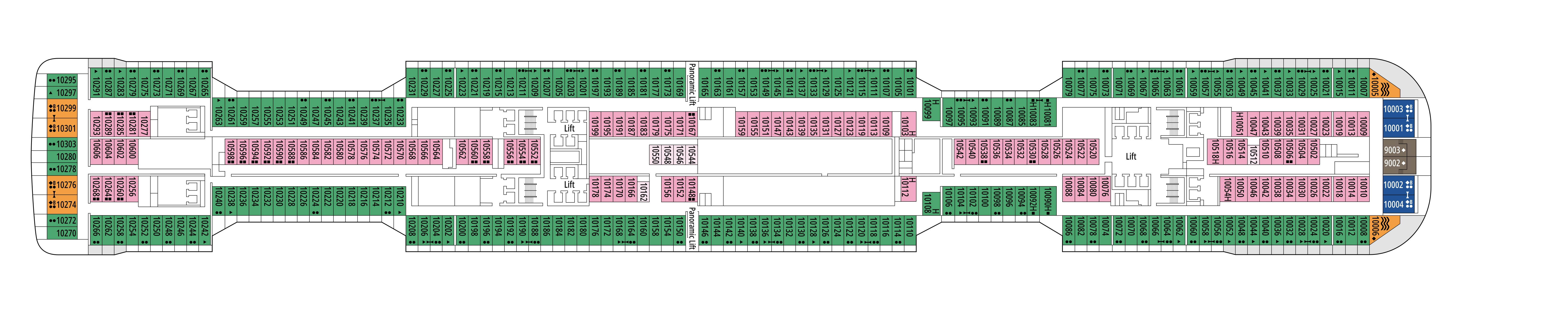 MSC Euribia, Deck 10: official cabin and venue layout