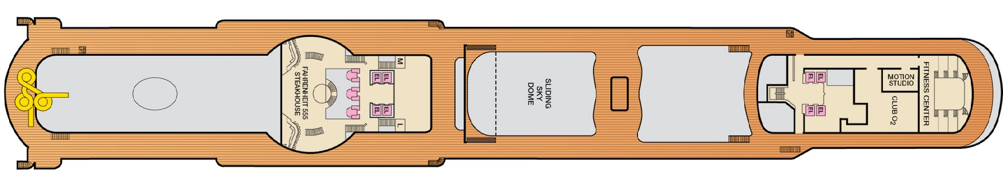 Carnival Legend, Deck 10: official cabin and venue layout
