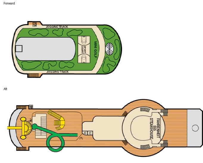 Carnival Legend, Deck 11: official cabin and venue layout
