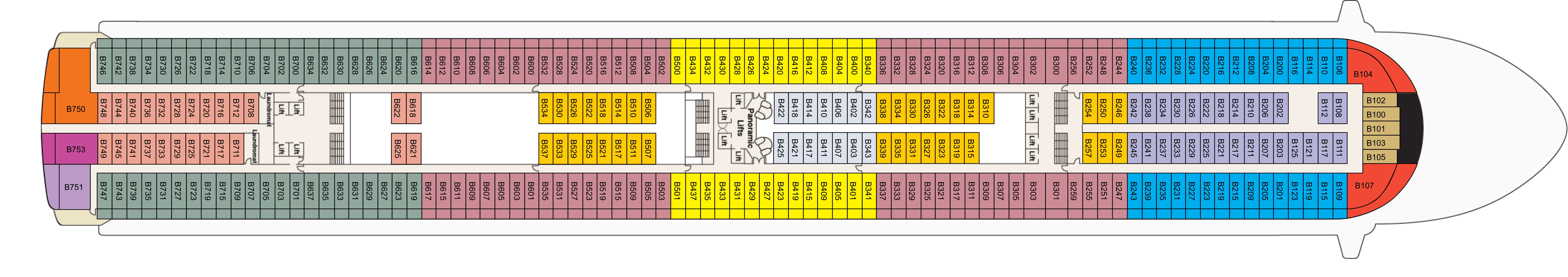 Diamond Princess, Deck 11: official cabin and venue layout