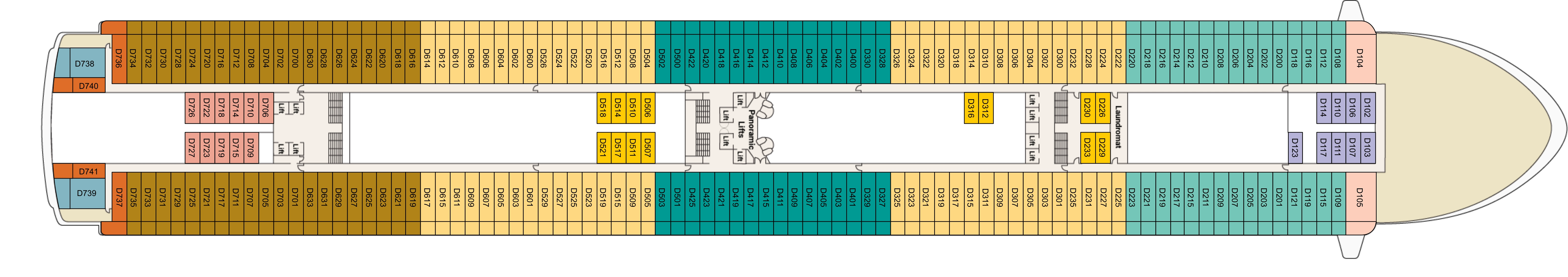 Diamond Princess, Deck 9: official cabin and venue layout