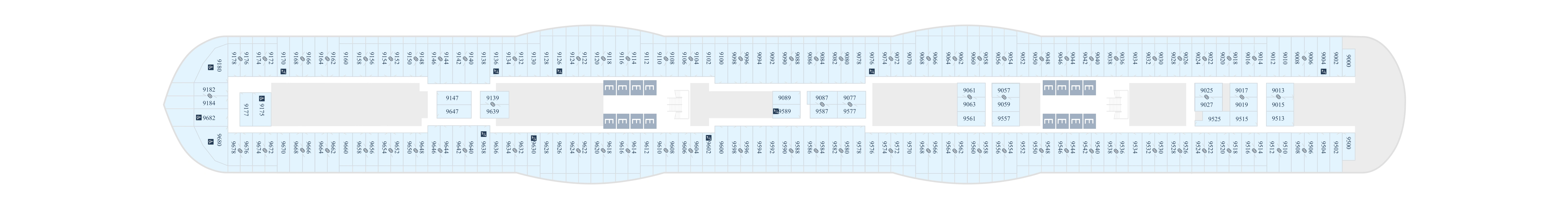 Disney Destiny, Deck 9: official cabin and venue layout