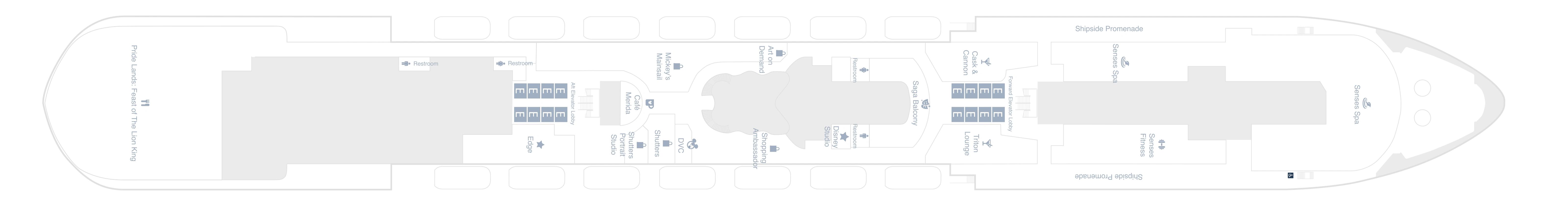 Disney Destiny, Deck 5: official cabin and venue layout