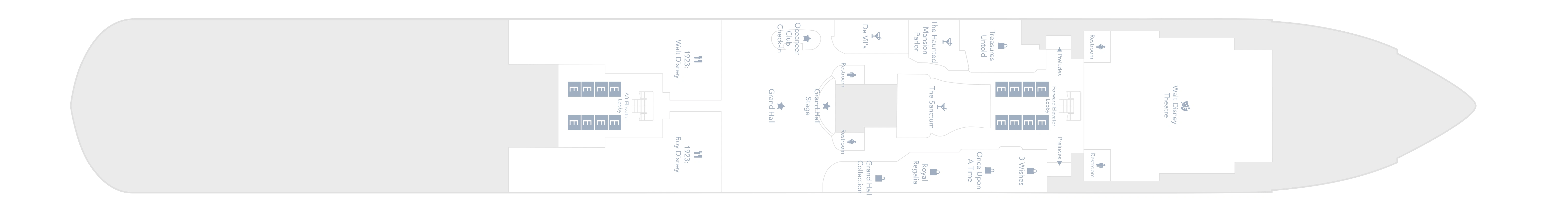 Disney Destiny, Deck 3: official cabin and venue layout