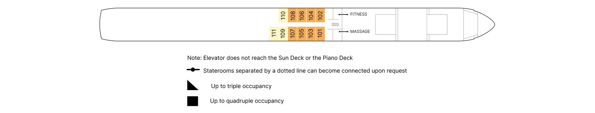 AmaViola, Deck 1: official cabin and venue layout