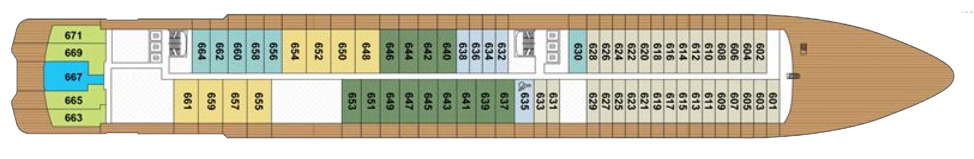 Luminara, Deck 6: official cabin and venue layout