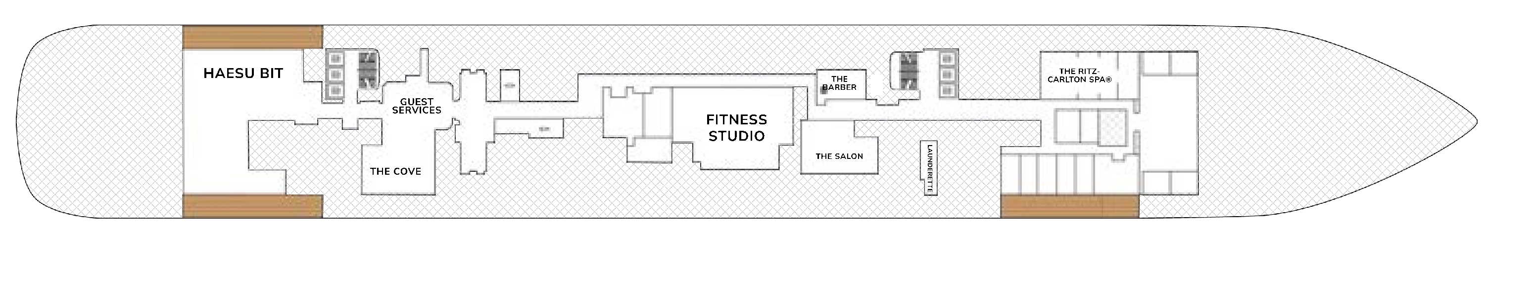 Luminara, Deck 4: official cabin and venue layout