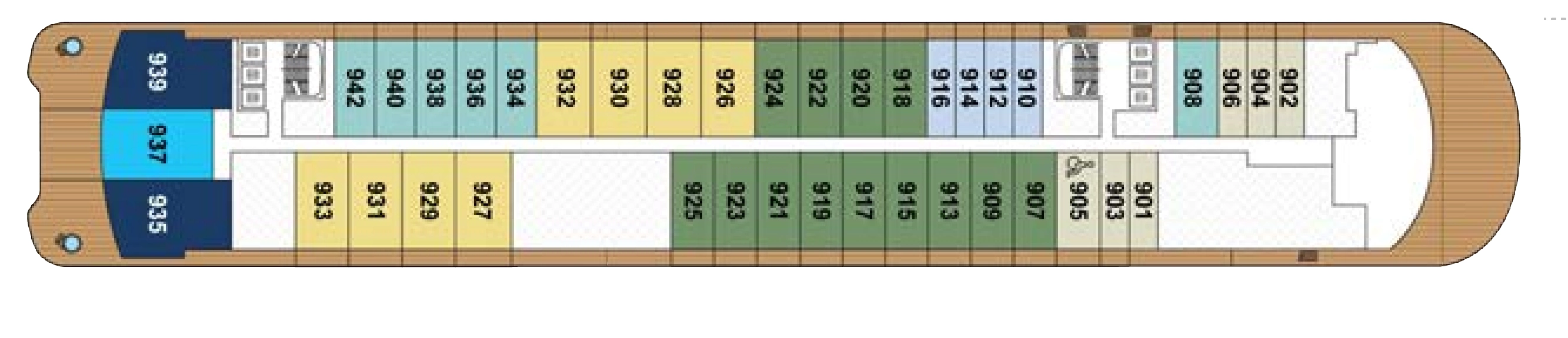 Luminara, Deck 9: official cabin and venue layout