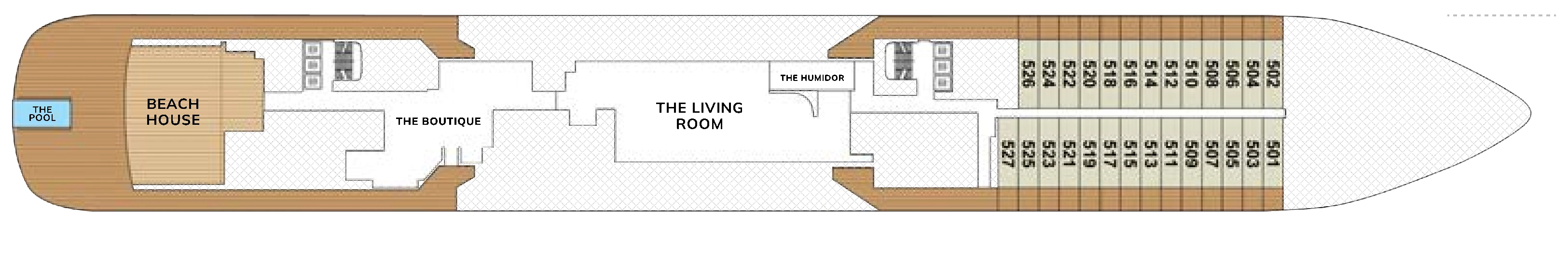 Luminara, Deck 5: official cabin and venue layout