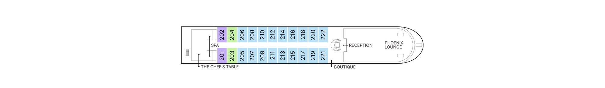 AmaDara, Deck 2: official cabin and venue layout