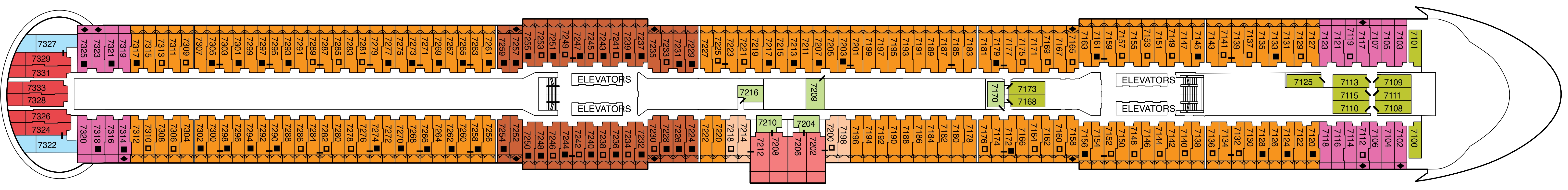 Celebrity Ascent, Deck 7: official cabin and venue layout