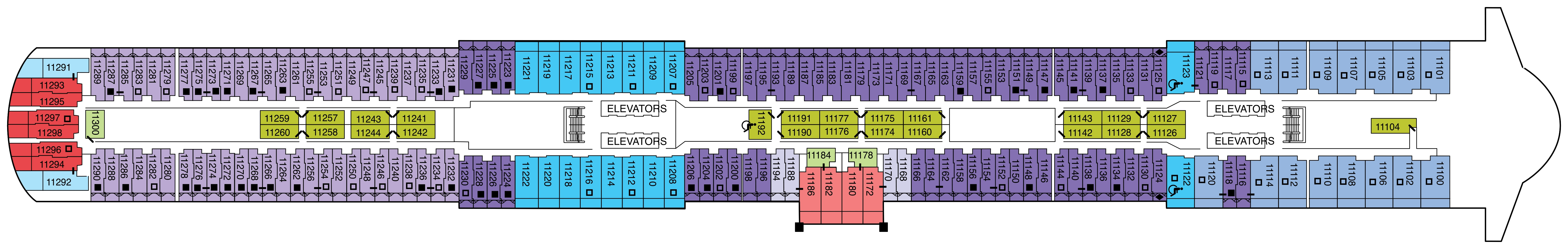 Celebrity Ascent, Deck 11: official cabin and venue layout