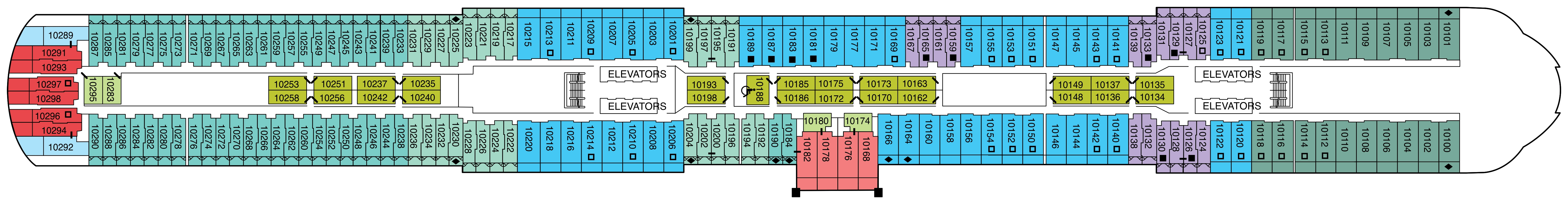 Celebrity Ascent, Deck 10: official cabin and venue layout