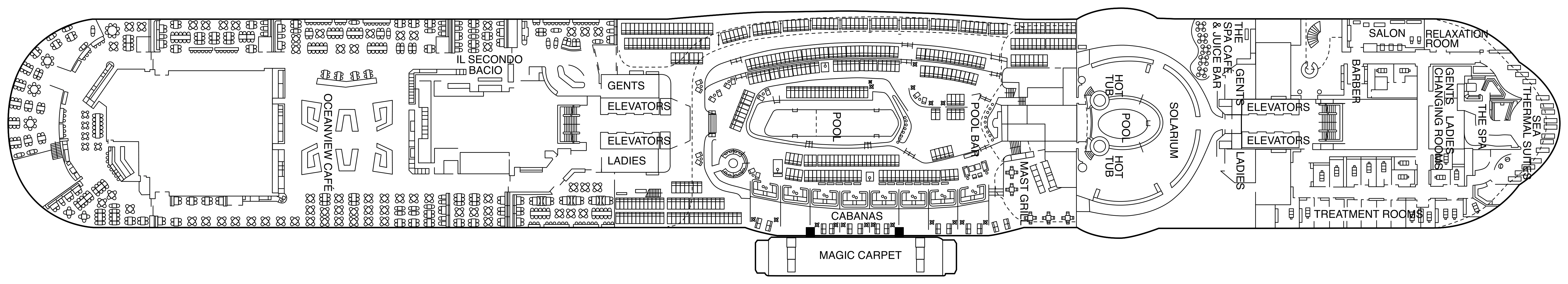 Celebrity Ascent, Deck 14: official cabin and venue layout