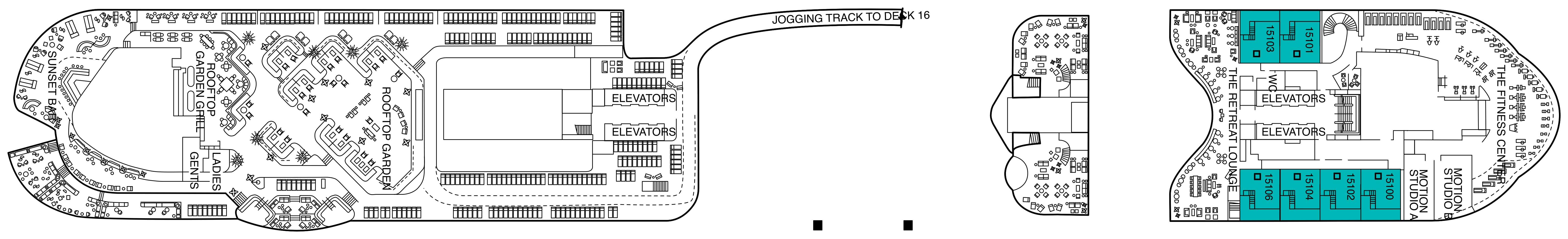 Celebrity Ascent, Deck 15: official cabin and venue layout