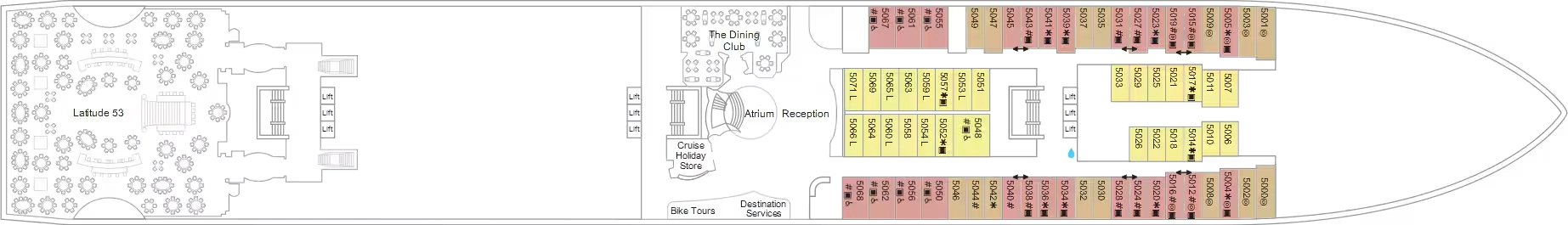 Marella Explorer 2, Deck 5: official cabin and venue layout
