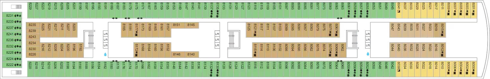 Marella Explorer 2, Deck 8: official cabin and venue layout